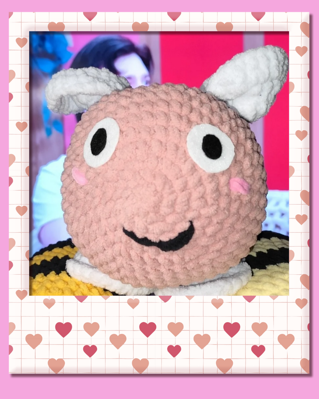 ππJumbo Crochet Pink Bee Plushie ππ